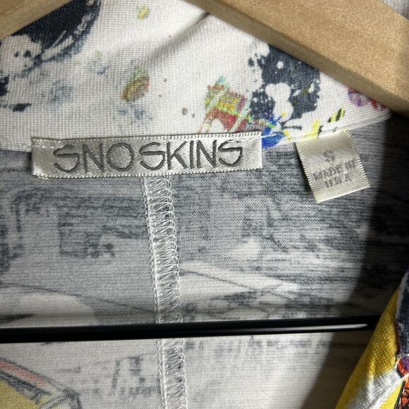 SNOSKINS Button Top Womens Small Colorful Artsy Graffiti Abstract Fun Casual - Picture 3 of 12